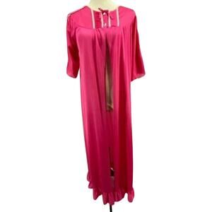 Vintage Large Pink Robe ILGWU Semi Sheer Nylon Womens Large